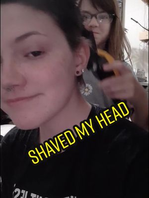 A post by @cascading_coffee on TikTok caption: yes I did that 😃 #shavedhead #shaveitoff #hair