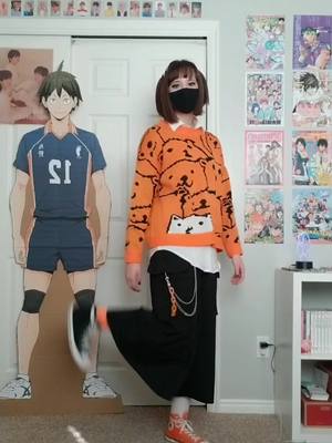 A post by @weebekah on TikTok caption: I hate this audio.  we're going to pretend I didn't wear the same sweatshirt twice B) #outfits #fashion #anime #TimeWarpScan