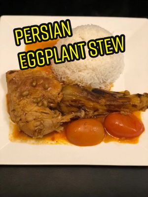 A post by @foodontiktok_ on TikTok caption: Persians usually serve it with basmati rice but it is also delicious with bread #persianfood #chiken #eggplant #LearnOnTikTok #myrecipe