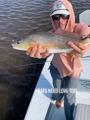 A post by @greggranstad on TikTok caption: Little redfish need some love too sometimes. #fyp #fishing #flyfishing #boat