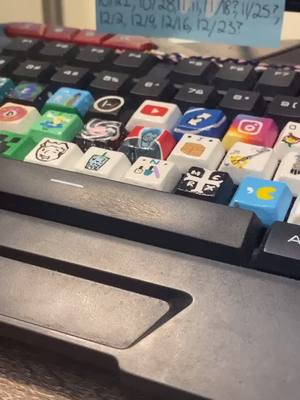 A post by @sarah_crybaby on TikTok caption: Among Us Space Bar! #art #keyboard #keyboardart #painting #AmongUs #amongusart #cyan #imposter #crewmate #fyp #foryoupage