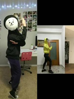 A post by @weebekah on TikTok caption: #duet with @_erly_8 RJ JOINS THE DANCE BATTLE #bts #bt21 #twice #icantstopme #kpop