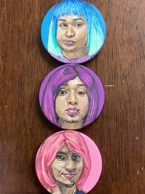 A post by @bllllakee on TikTok caption: Painting @dadwiggies on Popsockets! @santea_ @jaycoset @actuallyjosee  Based off their profile pic w/ updated wigs!💙💜💖 #fyp #foryoupage #dadwiggies