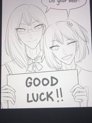 A post by @t0matocar on TikTok caption: Super busy with finals! Good luck to everyone from your favorite managers❤️ #art #anime #manga #haikyuu #kiyoko #yachi #finals #secretanimesociety