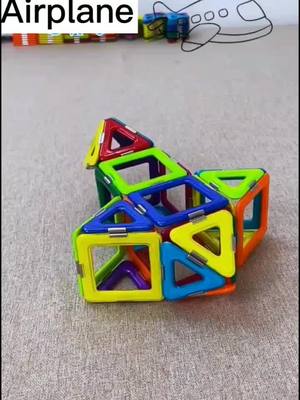 A post by @puzzlegame1 on TikTok caption: How to build airplane with magntic building blocks #kidstoys #buildingblocks #magnet #airplane