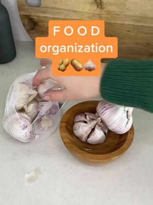 A post by @catnplant.balance on TikTok caption: Food Organization 🧄 #organizationhacks #LearnOnTikTok #storageideas #foodstorage #pantryorganization #kitchen #organize