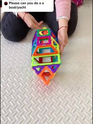 A post by @puzzlegame1 on TikTok caption: Reply to @k33g4ann 🚤Here's ur boat 🚤 #boat #building #kidstoys #buildingblocks #magnet