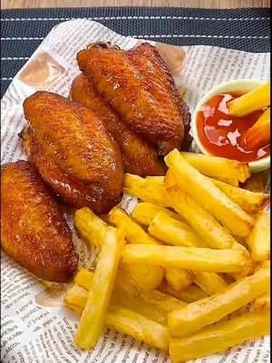 A post by @deliciousfood29 on TikTok caption: Chicken wing and French fries#egg