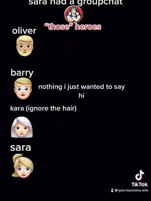 A post by @fan.of.arrowverse on TikTok caption: wtf did i just make. honestly i picture this. #oliverqueen #saralance #karadanvers #barryallen #arrowverse #arrowversegroupchat