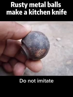 A post by @bringgoodgoodsnn on TikTok caption: Rusty metal balls make a kitchen Knife #handwork