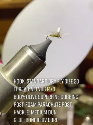 A post by @hunter_f18 on TikTok caption: Blue Winged Olive Parachute #FlyTying #FlyFishing