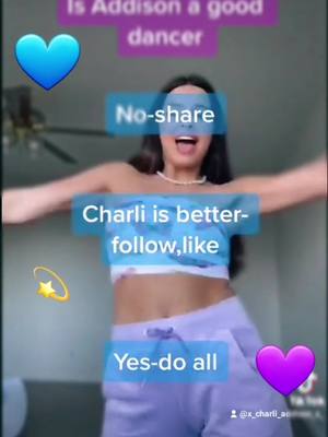 A post by @x_charli_addison_x_ on TikTok caption: is she?🥰💜💙