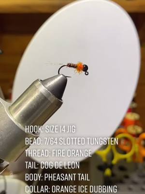 A post by @hunter_f18 on TikTok caption: Jigged Orange Frenchie #FlyTying #FlyFishing