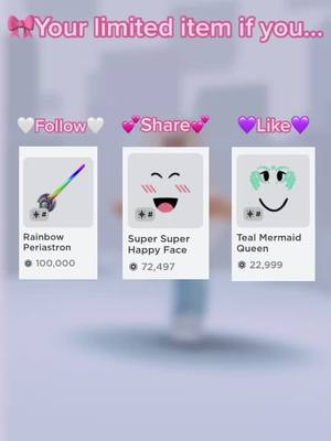 A post by @ashxblox on TikTok caption: 🤍The choice is yours!💜 #Limited #Roblox #Like #Follow #Share #FYP #Viral #Items #ForYouPage #CapCut