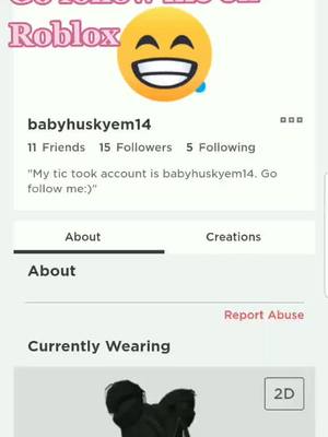 A post by @babyhuskyem14 on TikTok caption: Go follow me on roblox