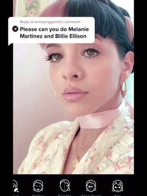 A post by @face_app583 on TikTok caption: Reply to @annoyinggorilla #melanie_martinez #billieeilish #faceapp