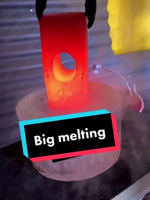 A post by @1200degreesvs on TikTok caption: 5kg glowing steel 🌋 VS 5kg ice🧊. Which side are you on..steel or ice❓❓#1200degrees #fyp #ice