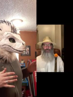 A post by @dinotopia_23 on TikTok caption: #duet with @timothyharrnacker & @tattedcosplayer  #fun #dinosaur #johnhammond #clean #raptor #pixar #disney #findingnemo #raptormask #jurrasicpark