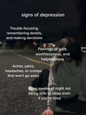 A post by @sadjunequotes on TikTok caption: signs of depression. #sad #sadjunequotes #fyp #staystrong #youareloved #depresion ￼