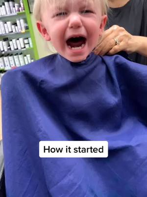 A post by @hbkxoxo on TikTok caption: Coming out of quarantine like... #fyp #firsthaircut #toddlertok