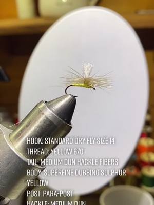 A post by @hunter_f18 on TikTok caption: Sulphur Parachute #FlyTying #FlyFishing