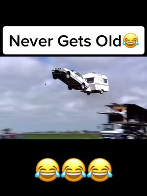 A post by @savagemadbadger1 on TikTok caption: This will never get old 😂                                  #memes #viral #caravan #jump #car #funny #fyp #foryou #foryourpage #tgf #tgfbro #meme