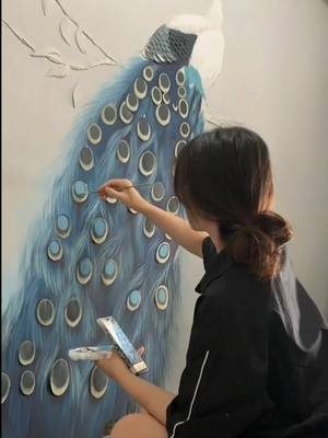 A post by @62wall215 on TikTok caption: #painting #fyp #foryou #wallpainting #peacock