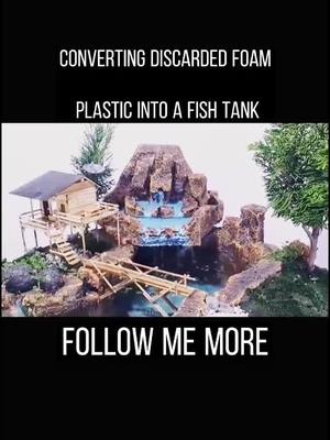 A post by @quchun_123 on TikTok caption: #wasteutilization #handmade #tiktok #creativitiy #handwork #foryou #fyp #DIY #fishtank #fish