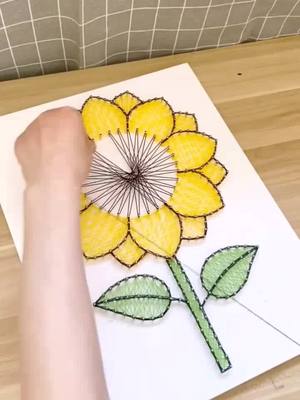 A post by @stringart996 on TikTok caption: make myself to be a sunflower, face to my dream, follow my heart. #foryou #amazing #pirate #sunflower #art #stringart #DIY #handmade #artwork #gift