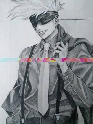 A post by @fabisvnchez on TikTok caption: Satoru Gojou #jjk #gojousatoru  #art  #anime #jujutsukaisen