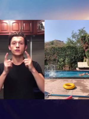 A post by @tomhollanddd1996 on TikTok caption: #fyp #foryou #tomholland #avengers #swimmingpool