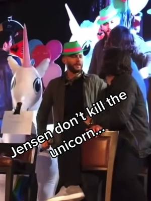 A post by @mostlyjensenackles on TikTok caption: Jensen don’t kill the unicorn..he killed the unicorn. #jensenandjared #mishacollins #jensenackles #fyp