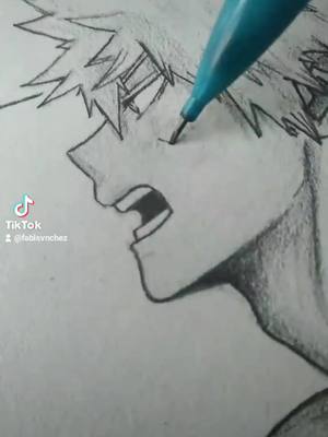 A post by @fabisvnchez on TikTok caption: istg if tiktok deletes another one of my vids for "n*dity" #bakugou #bakugo #mha #bnha #art  #anime #fyp #fanart