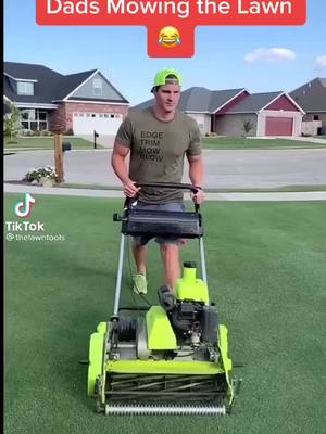 A post by @sportsnetwork on TikTok caption: Dads mowing the lawn be like 😂 via: @thelawntools