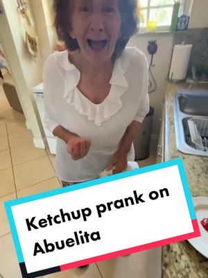 A post by @abuelita305 on TikTok caption: Pranking Abuelita #abuelita305 #surprise #prank #prankwars #fyp #viral #prankchallenge #ketchupprank