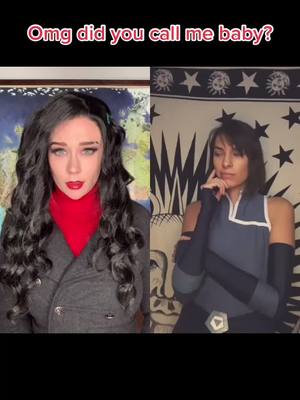 A post by @thetattoodprincess on TikTok caption: #duet with @gillybeecosplay Love your Korra 💙 #thelegendofkorra #korracosplay #avatarkorra #korrasami #asamisato