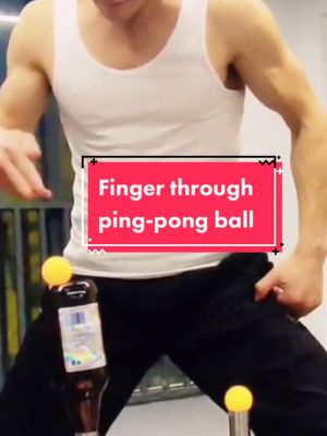 A post by @kongfu772 on TikTok caption: Finger through ping-pong ball🔥Salute Mr Bruce Lee🤙#fingerchallenges #strength #speedchallenge #pingpongchallenge