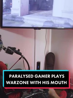 A post by @totallygame on TikTok caption: I play Warzone - with my mouth! #totallygame #warzone #warzoneclips #quadriplegic #gamer #gaming #GamingOnTikTok #killcount #fyp #foryou #streamer