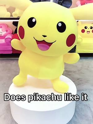 A post by @acaciatyu on TikTok caption: Does pikachu like it#fyp #plushtoys #kawaiii #toy #foryoupape