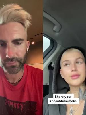 A post by @adamlevine on TikTok caption: #duet with @cocoblake I’ve shaved my head when shit gets real. I feel you. 🙌🏻 #beautifulmistakes