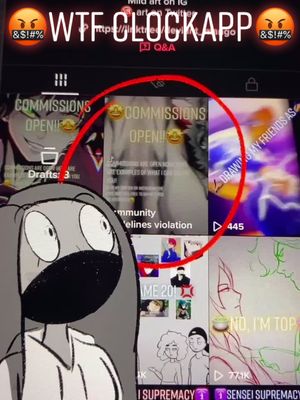 A post by @deviant_mango on TikTok caption: When Clockapp removes ur video that doesn’t break guidelines🙂 #anime #weeb #art #animeart #wtftiktok #fyp #ventpost #commission #weebtok