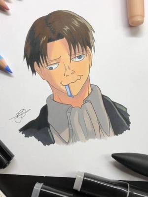 A post by @e_draw_ on TikTok caption: Euh Levi est en train d’écrire... 😂😅 #pourtoi #pourtoipage #foryou #foryoupage #fyp #fyppage #snk #manga #dessin #draw #levi #lumieresur #art