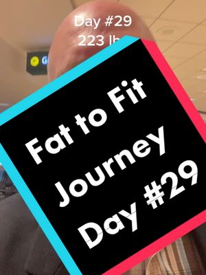 A post by @mikeypettengill on TikTok caption: Fat to fit journey. Day #29 Start: 244lbs. Today: 223 lbs. Goal: 185 lbs. Adapt #motivation #exercise #fattofitchallenge #fattofit #airport #letsgo