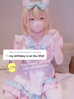 A post by @kigwaifu on TikTok caption: Reply to @ph1lzacosplayer I love birthday colors, pink and blue! #birthday #anime #animegao #kigurumi #kigurumimask #cosplay #cute #kawaii #scary