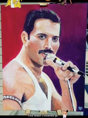 A post by @thevervetopaint on TikTok caption: Freddie Mercury. #freddiemercuryqueen #freddiemercury #queen #art #painting