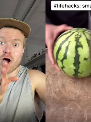 A post by @rasmusbartendergaming on TikTok caption: #duet with @mk585858mk Watermelon Hack 🍉🍉🍉🍉 Who likes watermelon? 😎👍🏼 #duets #tiktokreviews #react #reaction