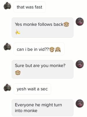 A post by @_monke_fan_page_ on TikTok caption: Everyone follow @yairdd #monke #monkey #follow #banana #5000 #fypシ #fyp