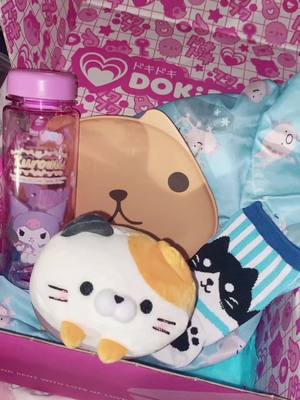 A post by @polkavona on TikTok caption: June’s Doki crate! Tho I definitely meant to cancel before this box at least I like half of the items 🥴 #dokidoki #japancrate