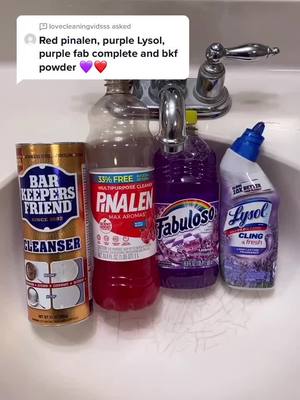 A post by @cleaningmamai on TikTok caption: Answer to @lovecleaningvidsss PRETTY ✨ #fyp #productoverload #productdump #cleaningtiktok #asmrcleaning #lysol #fabulous #pinalen #barkeepersfriend