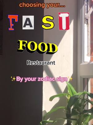 A post by @astrologyforyouuu on TikTok caption: I’m bRiTiSh do I’ve never been to half of these😭 #yourzodiacsignyourrestaurunt #restaurant #foodforyoursign #JDPassItOn